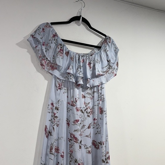 ZARA Floral Off the Shoulder Maxi Dress sz medium soft silky 100% viscose - Picture 5 of 5